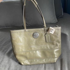 COPY - Vintage Green/gray Coach Tote